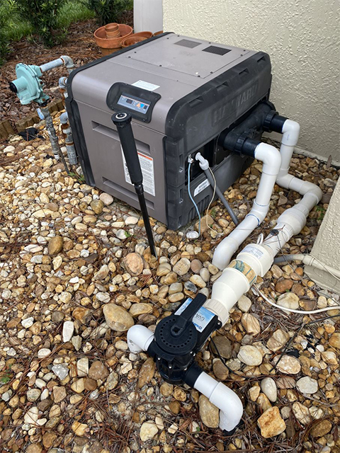 newly installed pool heater for spa