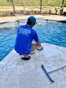 professional aquatic services pool maintenance closeup of technician
