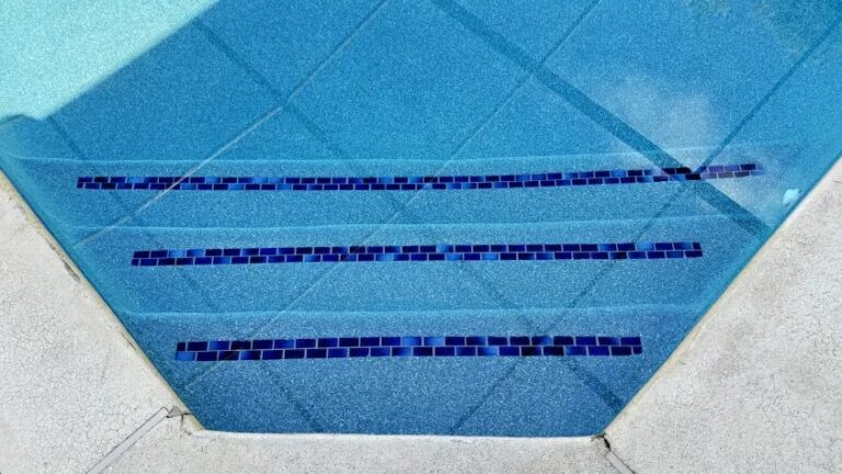 pool tiles deep blue step design