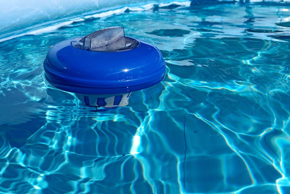 Floating chlorine dispenser helping maintain balanced pool chemistry